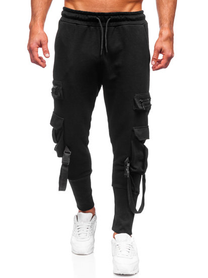 Pantaloni joggers cargo negri Bolf 6582