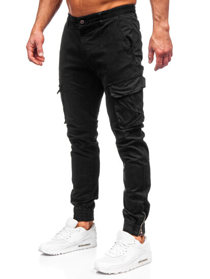 Pantaloni joggers cargo negri Bolf 77322