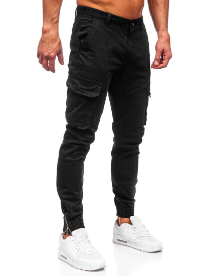 Pantaloni joggers cargo negri Bolf 77322