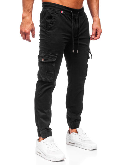 Pantaloni joggers cargo negri Bolf MP0201N