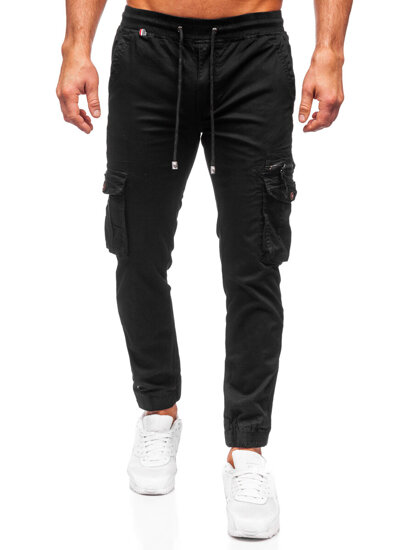 Pantaloni joggers cargo negri Bolf MP0201N