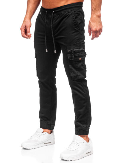 Pantaloni joggers cargo negri Bolf MP0201N