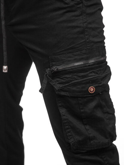 Pantaloni joggers cargo negri Bolf MP0201N