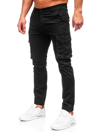 Pantaloni joggers cargo negri Bolf MP0202N