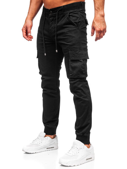 Pantaloni joggers cargo negri Bolf MP0208N