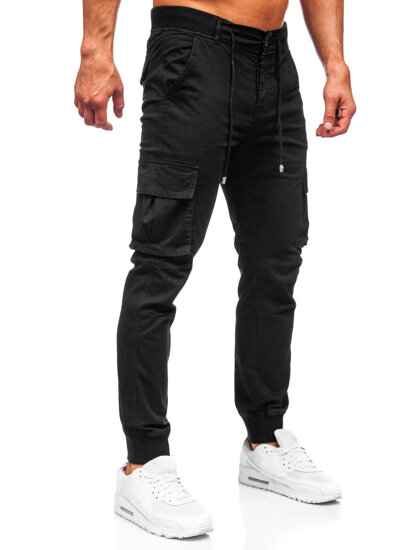 Pantaloni joggers cargo negri Bolf MP0208N