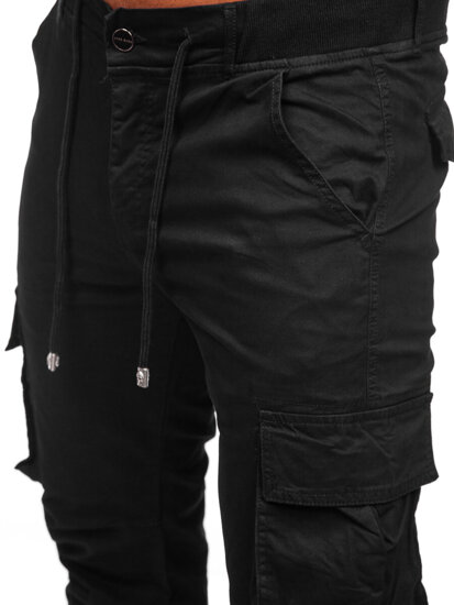 Pantaloni joggers cargo negri Bolf MP0208N