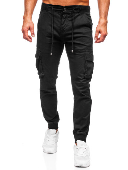 Pantaloni joggers cargo negri Bolf MP0208N