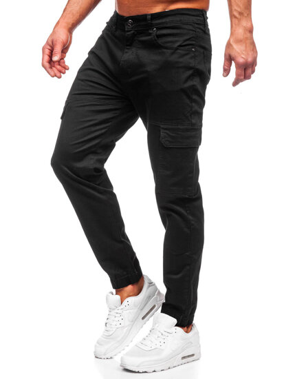 Pantaloni joggers cargo negri Bolf S201