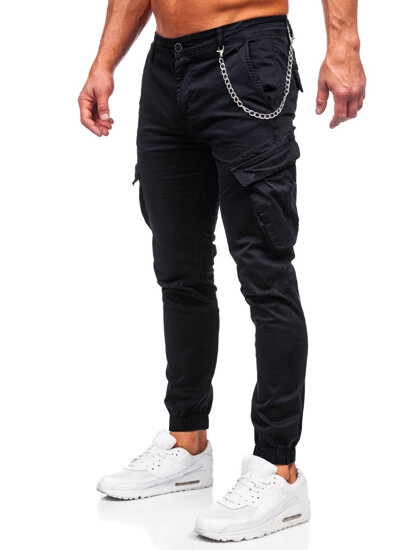 Pantaloni joggers cargo negri Bolf SK850