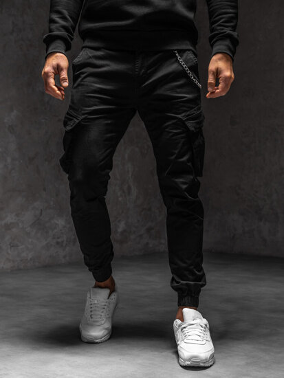 Pantaloni joggers cargo negri Bolf SK850