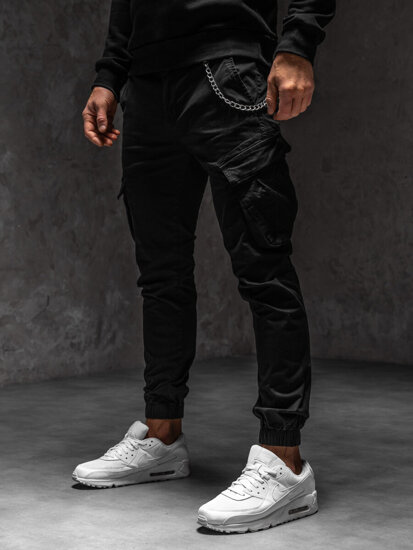 Pantaloni joggers cargo negri Bolf SK850