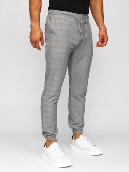 Pantaloni joggers  în carouri grafit Bolf  0067