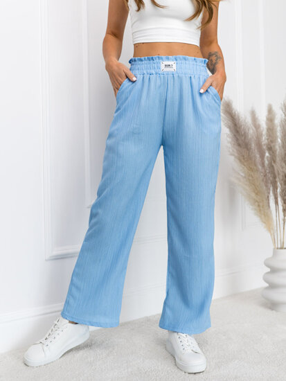 Pantaloni largi albastru-aprins dame Bolf W7961