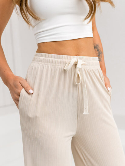 Pantaloni largi bej dame Bolf W7955