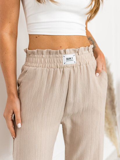 Pantaloni largi bej dame Bolf W7961