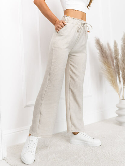 Pantaloni largi bej dame Bolf W7966