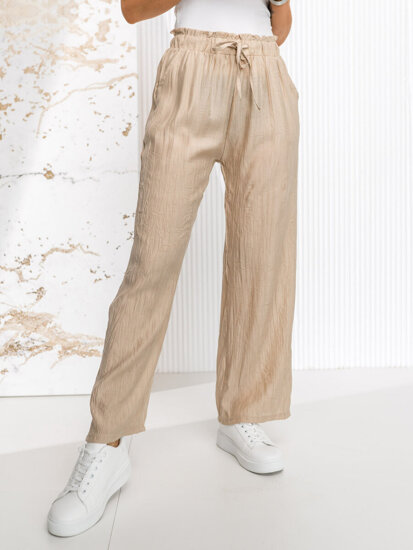 Pantaloni largi bej dame Bolf W7970