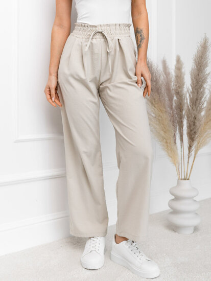 Pantaloni largi écru dame Bolf W7865