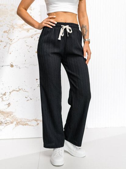 Pantaloni largi negri dame Bolf W7960