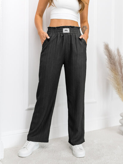 Pantaloni largi negri dame Bolf W7961