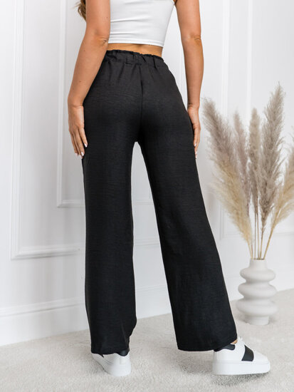 Pantaloni largi negri dame Bolf W7966