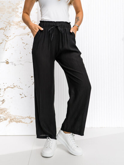 Pantaloni largi negri dame Bolf W7970