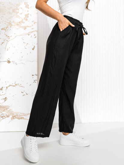 Pantaloni largi negri dame Bolf W7970