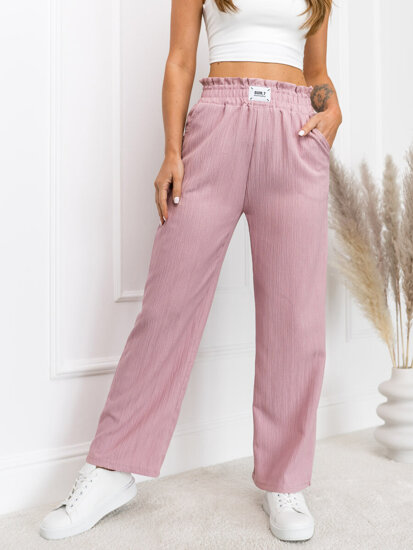 Pantaloni largi roz dame Bolf W7961