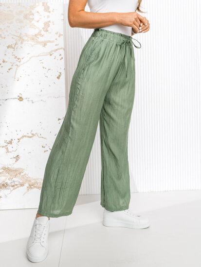 Pantaloni largi verzi dame Bolf W7970