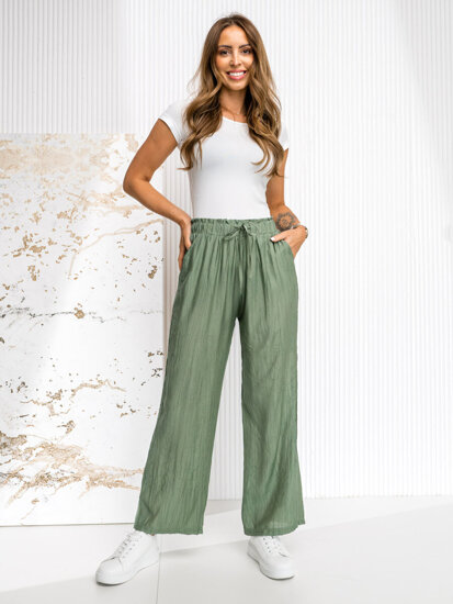 Pantaloni largi verzi dame Bolf W7970