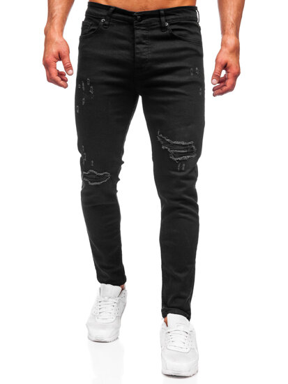 Pantaloni negri pentru bărbați, blugi slim fit Bolf 6382