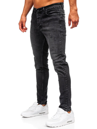 Pantaloni negri pentru bărbați, blugi slim fit Bolf 6498