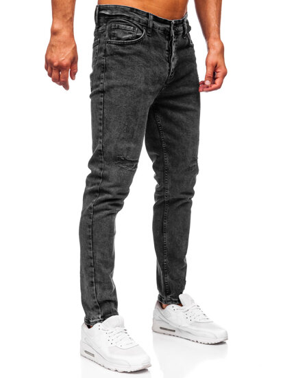 Pantaloni negri pentru bărbați, blugi slim fit Bolf 6499