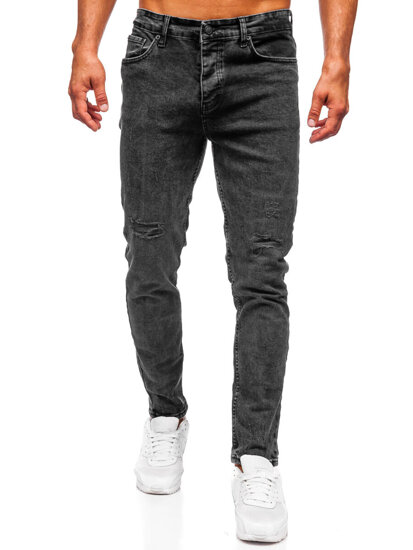 Pantaloni negri pentru bărbați, blugi slim fit Bolf 6499