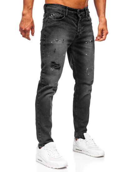 Pantaloni negri pentru bărbați, blugi slim fit Bolf 6533