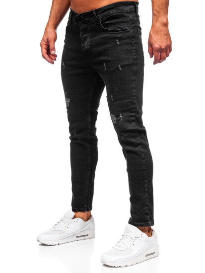 Pantaloni negri pentru bărbați, blugi slim fit Bolf 6853