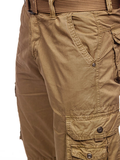 Pantaloni scurți cargo cu curea camel Bolf 77885