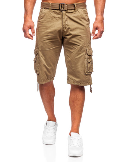 Pantaloni scurți cargo cu curea camel Bolf 77885