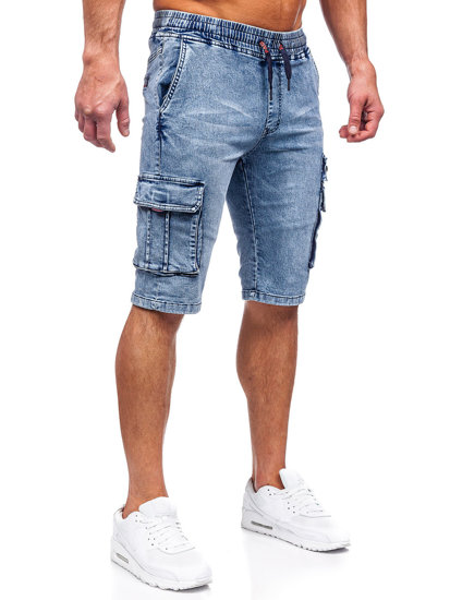 Pantaloni scurți cargo din denim albaștri pentru bărbați Bolf HY816