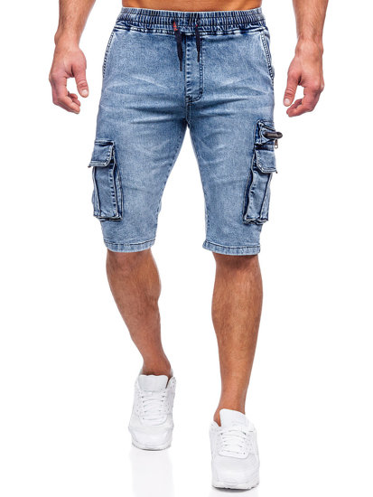 Pantaloni scurți cargo din denim albaștri pentru bărbați Bolf HY816