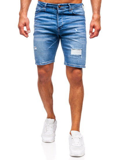 Pantaloni scurți din denim pentru bărbați bleumarin Bolf 0476