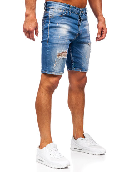 Pantaloni scurți din denim pentru bărbați bleumarin Bolf 0584