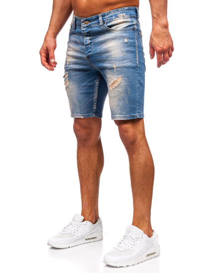 Pantaloni scurți din denim pentru bărbați bleumarin Bolf 0585