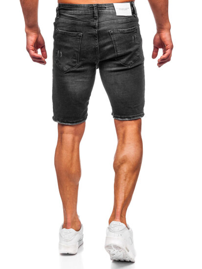 Pantaloni scurți negri din denim pentru bărbați Bolf 0386