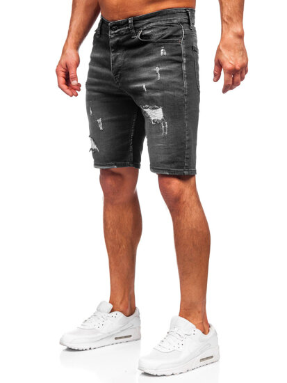 Pantaloni scurți negri din denim pentru bărbați Bolf 0389