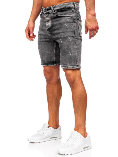 Pantaloni scurți negri din denim pentru bărbați Bolf 0668