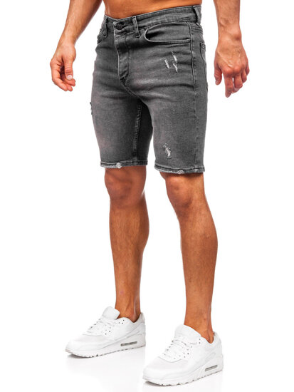 Pantaloni scurți negri din denim pentru bărbați Bolf 0676