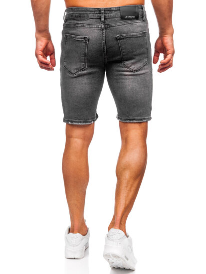 Pantaloni scurți negri din denim pentru bărbați Bolf 0676