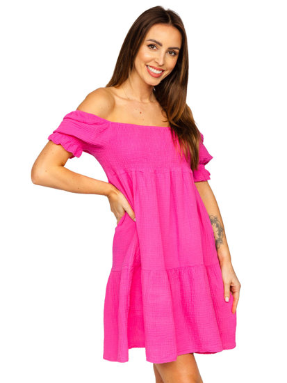 Rochie fucsia cu volane dame Bolf 12240